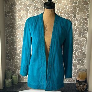 Vintage Maglia teal suede jacket– size 6